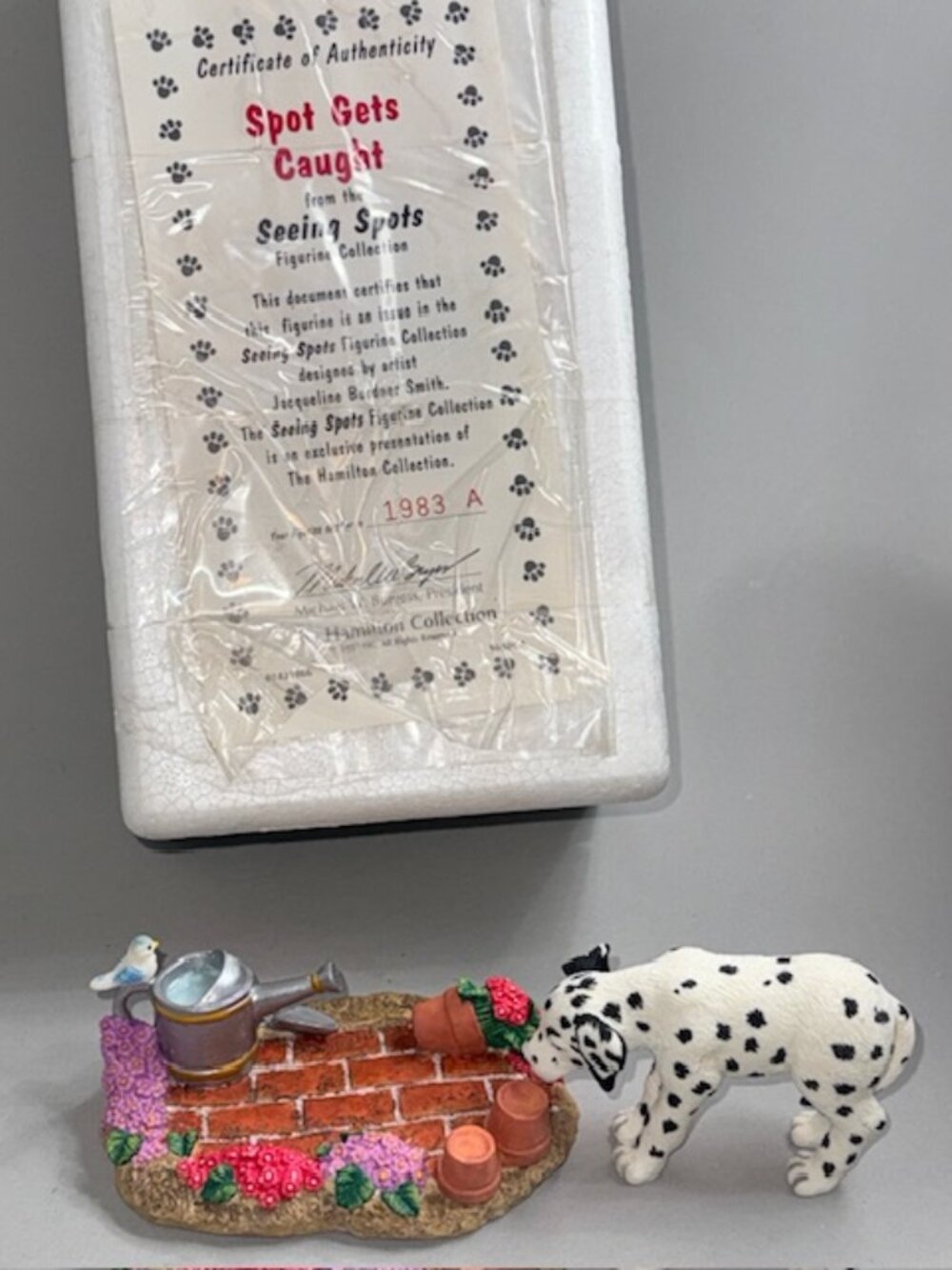 Vintage Dalmatian Figurine Hamilton Puppy Dog Anthropomorphic Spot Gets Caught